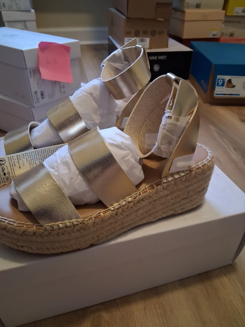 Metallic Gold Wedge Sandals for Women's US Size 5.5